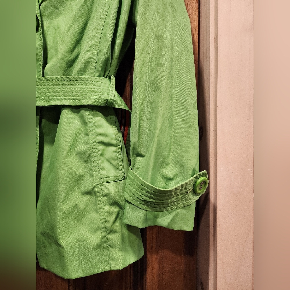 Talbots Lime Green Belted Rain Jacket - Picture 5 of 6